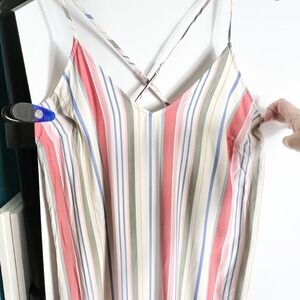 Old Navy Striped Maxi Dress Womens Large Tall V Neck Spaghetti Strap Rayon